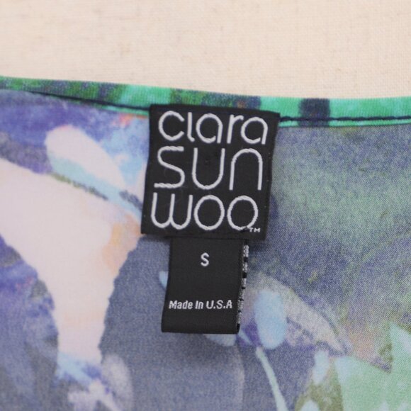 CLARA SUNWOO Abstract Floral Stretch Wrinkle Free Tunic Top Size S - Picture 6 of 7